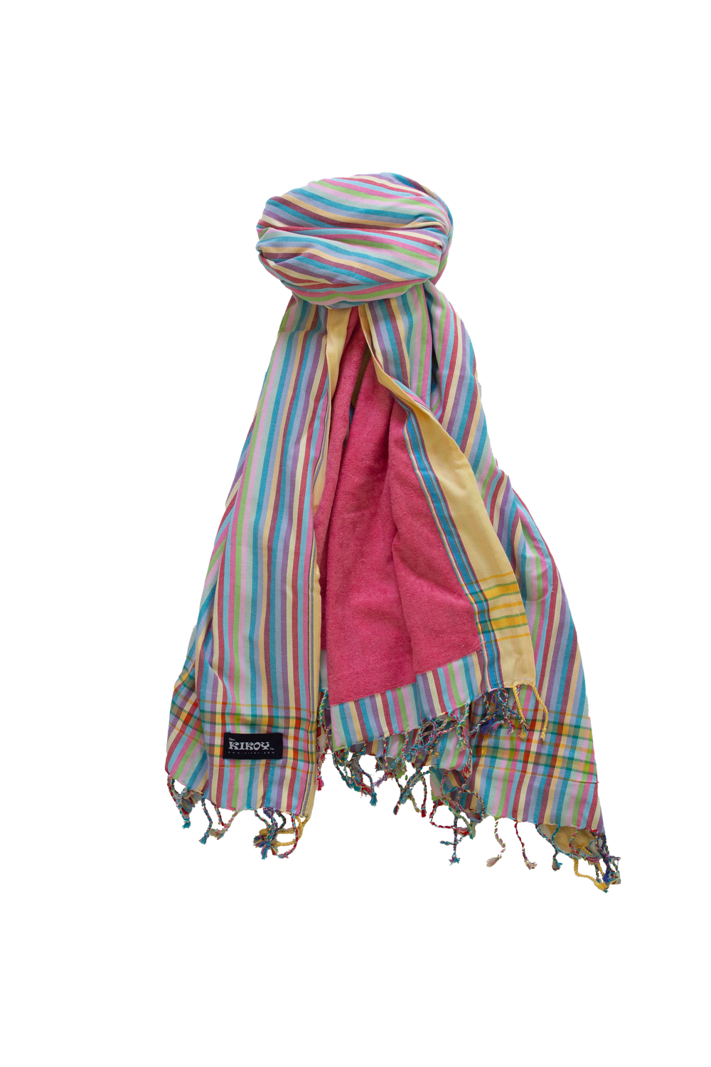 Bamburi Sunrise Kikoy Beach Towel Lined With Pink Towel