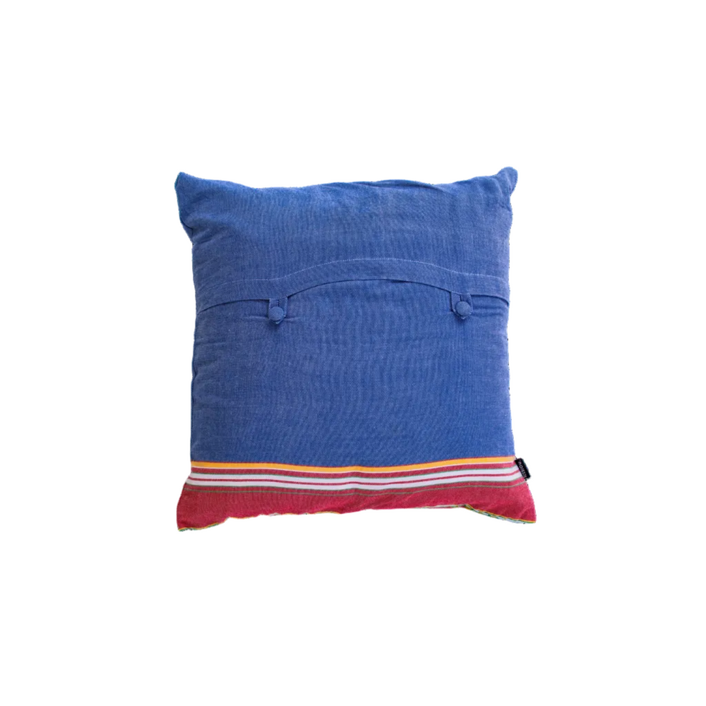 Kikoy Co. Blue Small Kikoy Cushion