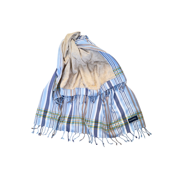 Bofa Blue Beige Kikoy Beach Towel
