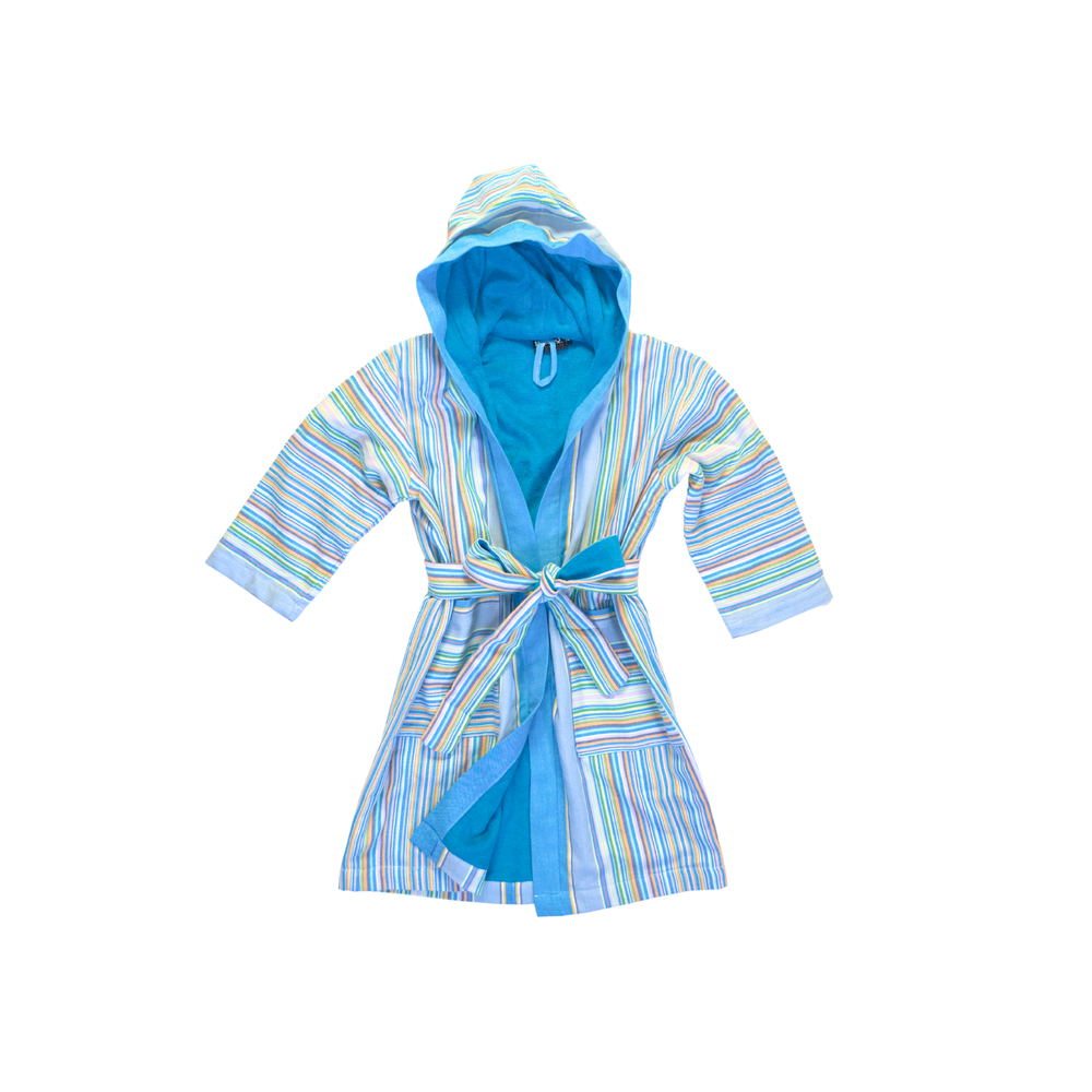 Watatu Rainbow Turquoise Towel-lined Toto Kikoy Robe