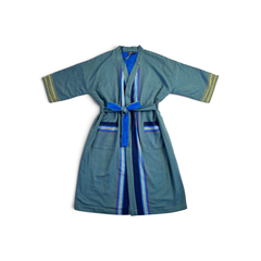 Nairobi Midnight Teal Kikoy Towel-lined Robe